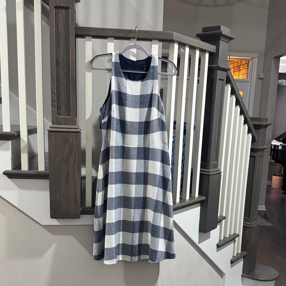 Banana Republic Striped Blue and White Midi Dress